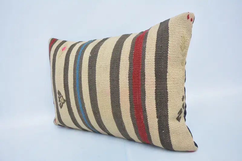 Pillow for Couch, Turkish Kilim Pillow, Vintage Kilim Pillow, Cushion Cover, 16x24 Beige Pillow Sham, Crochet Pattern Cushion Cover - 4