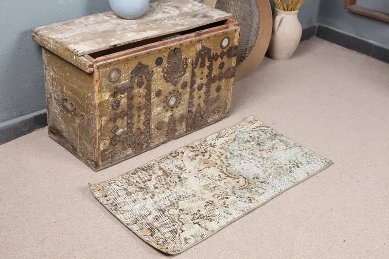 ベージュ、ブラウン パッチワーク ラグ 1.6x3.3 フィート、エレガントな室内装飾