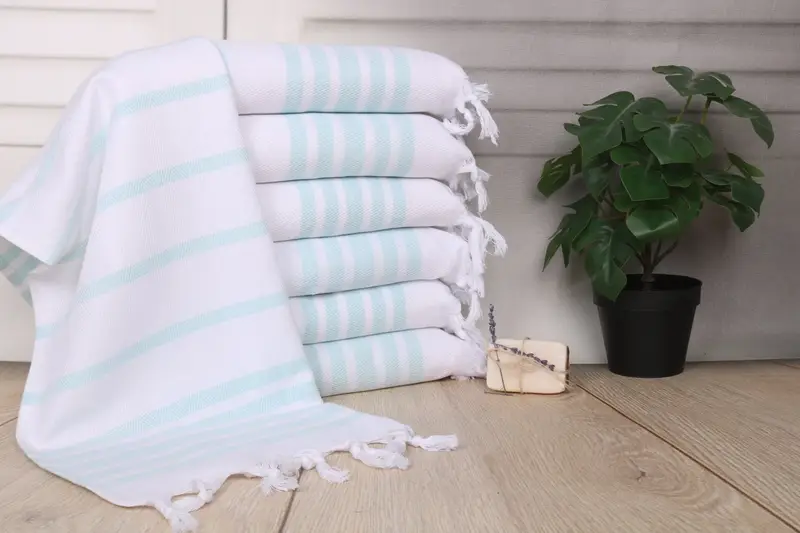 Monogram Hand Towel Mint Cotton Turkish, 36x24 Inches