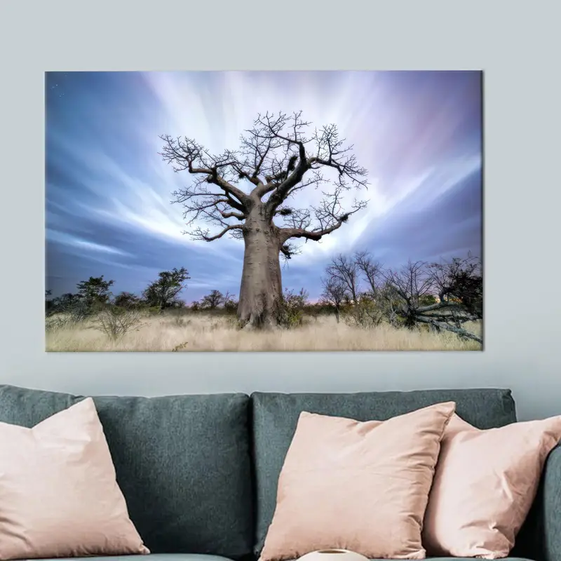 エレガントな海岸の木のキャンバス: 自然の静けさを鮮やかなプリントで表現