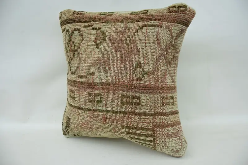 Art Deco Pillow Sham, Throw Kilim Pillow, Home Decor Pillow, Cushion Case, Pillow for Sofa, Sofa Pillow Cover, 16x16 Beige Cushion Cover - 3