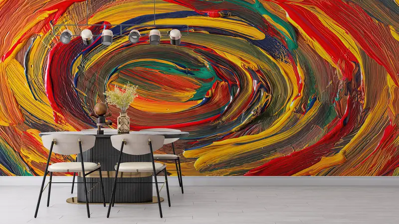 紙の壁のアート、壁紙の皮とスティック、モダンウォールペーパー、カラフルな壁のポスター、赤と黄色の絵画、抽象的な壁アート、 - 7