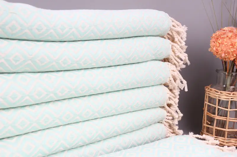 Custom Beach Towel, Personalized Mint Diamond, 40x71 Inches