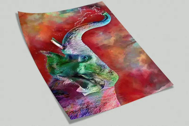 Colorful Elephant Wall Decor, Animal Wall Mural, Cute Elephant Wall Print, Colorful Wallpaper, Abstract Elephant Wall Painting, - 3