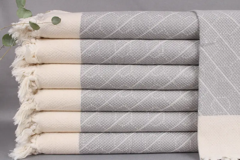 Monogram Light Gray Geometric Kitchen Towel, 18x36 Inches, Wedding Gift