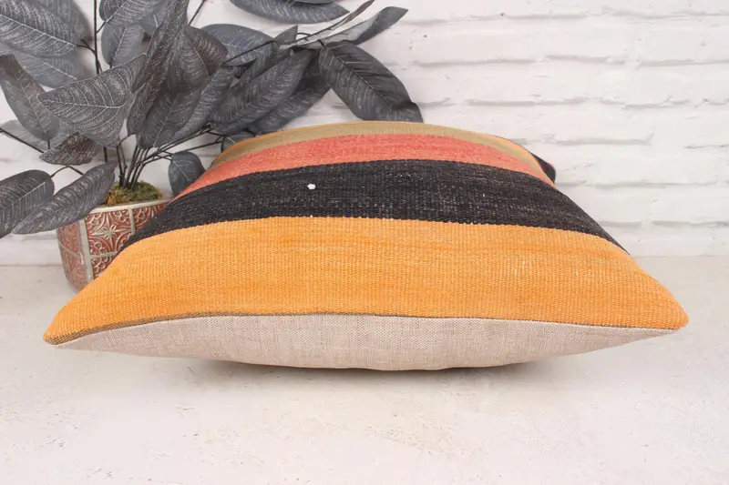 Cushion, Home Decor Pillow, Pillow for Couch, Comfy Throw Cushion Cover, 18x18 Orange Cushion Cover, Gift Pillow, Ikat Pillow Sham - 5