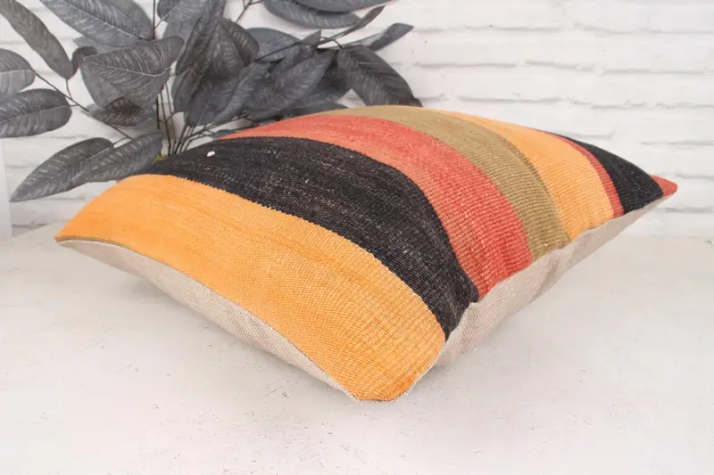Cushion, Home Decor Pillow, Pillow for Couch, Comfy Throw Cushion Cover, 18x18 Orange Cushion Cover, Gift Pillow, Ikat Pillow Sham - 6