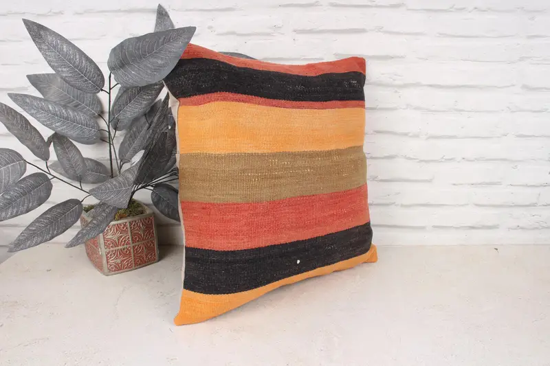 Cushion, Home Decor Pillow, Pillow for Couch, Comfy Throw Cushion Cover, 18x18 Orange Cushion Cover, Gift Pillow, Ikat Pillow Sham - 3