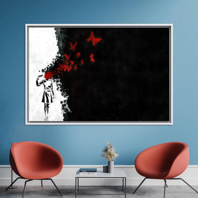 エレガントな蝶の女の子のキャンバス プリント: 抽象アート エレガンス