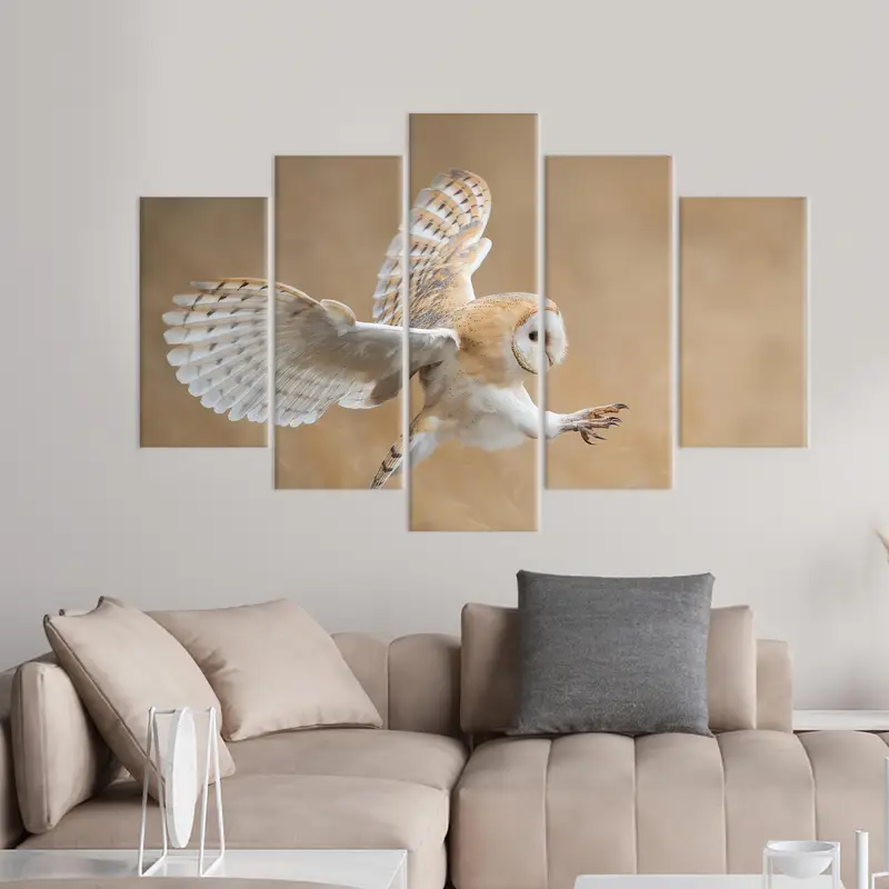 Scheune Owl Canvas Art, Eulen Wandkunst, vor Angriff Kunst, Wildtierkunstdekor, Loft Kunstwerke, Leinwandkunst, modernes Kunstdekor, Wandkunstdekoration - 9