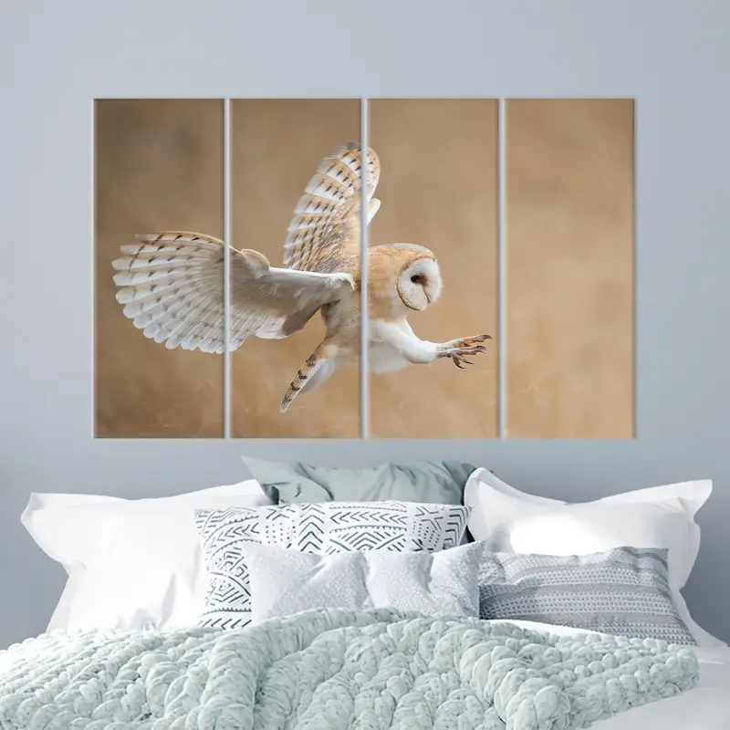 Scheune Owl Canvas Art, Eulen Wandkunst, vor Angriff Kunst, Wildtierkunstdekor, Loft Kunstwerke, Leinwandkunst, modernes Kunstdekor, Wandkunstdekoration - 6