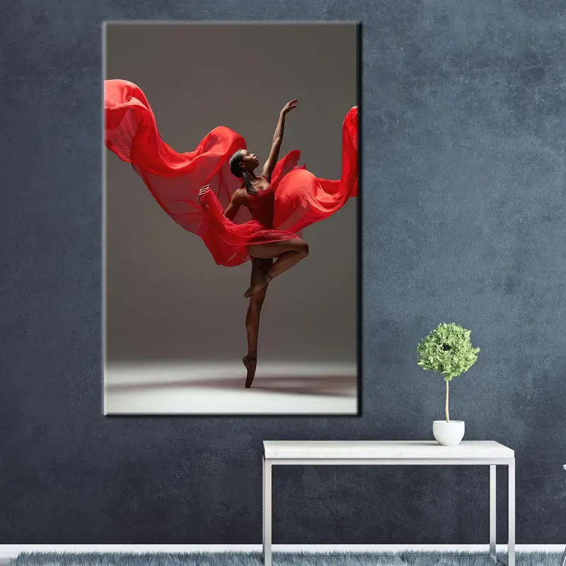 Modern Red Ballerina African Woman Printed Canvas Art