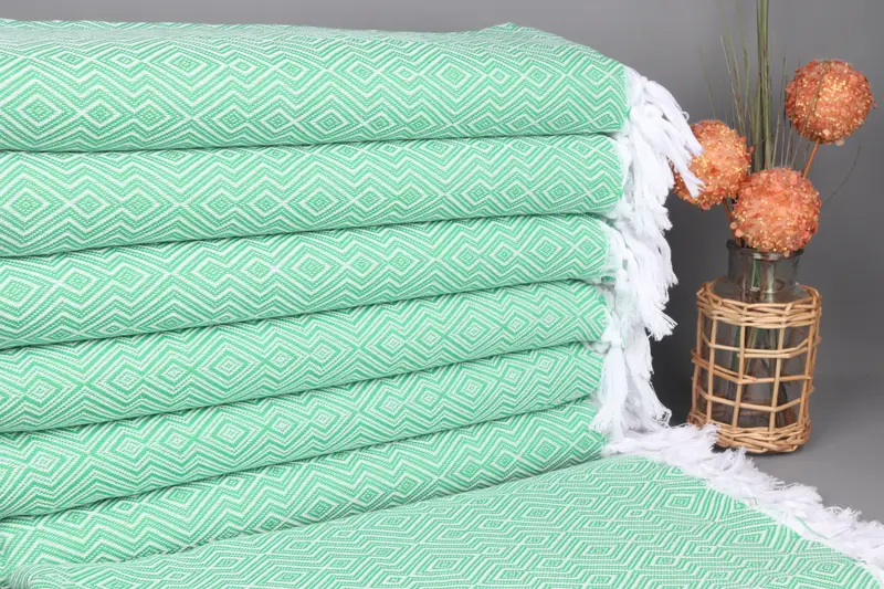 Personalized Green Diamond Towel Organic Cotton, 40x73 Inches