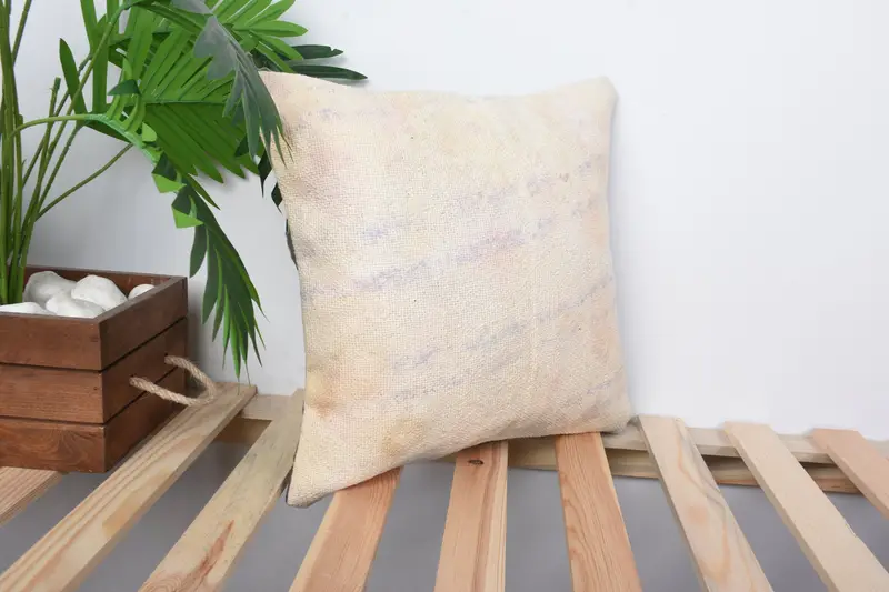 Personalized Gift Pillow Cushion Cover, 14x14 White Pillow Sham, Ethnical Kilim Rug Pillow, Boho Pillow Sham Cover, Kilim Pillow Cover, Cushion - 4