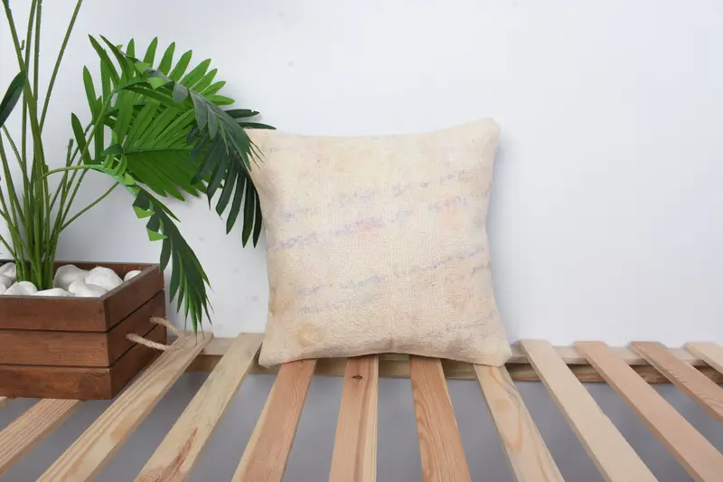 Personalized Gift Pillow Cushion Cover, 14x14 White Pillow Sham, Ethnical Kilim Rug Pillow, Boho Pillow Sham Cover, Kilim Pillow Cover, Cushion - 1