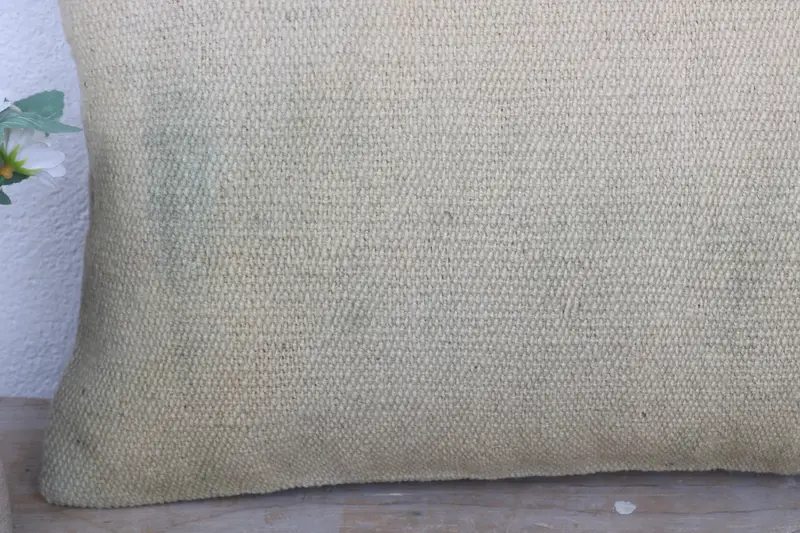 Gift Pillow, Interior Designer Pillow, Office Chair Pillow Cover, Cushion Cover, Turkish Kilim Pillow, 12x20 Beige Pillow Sham - 3