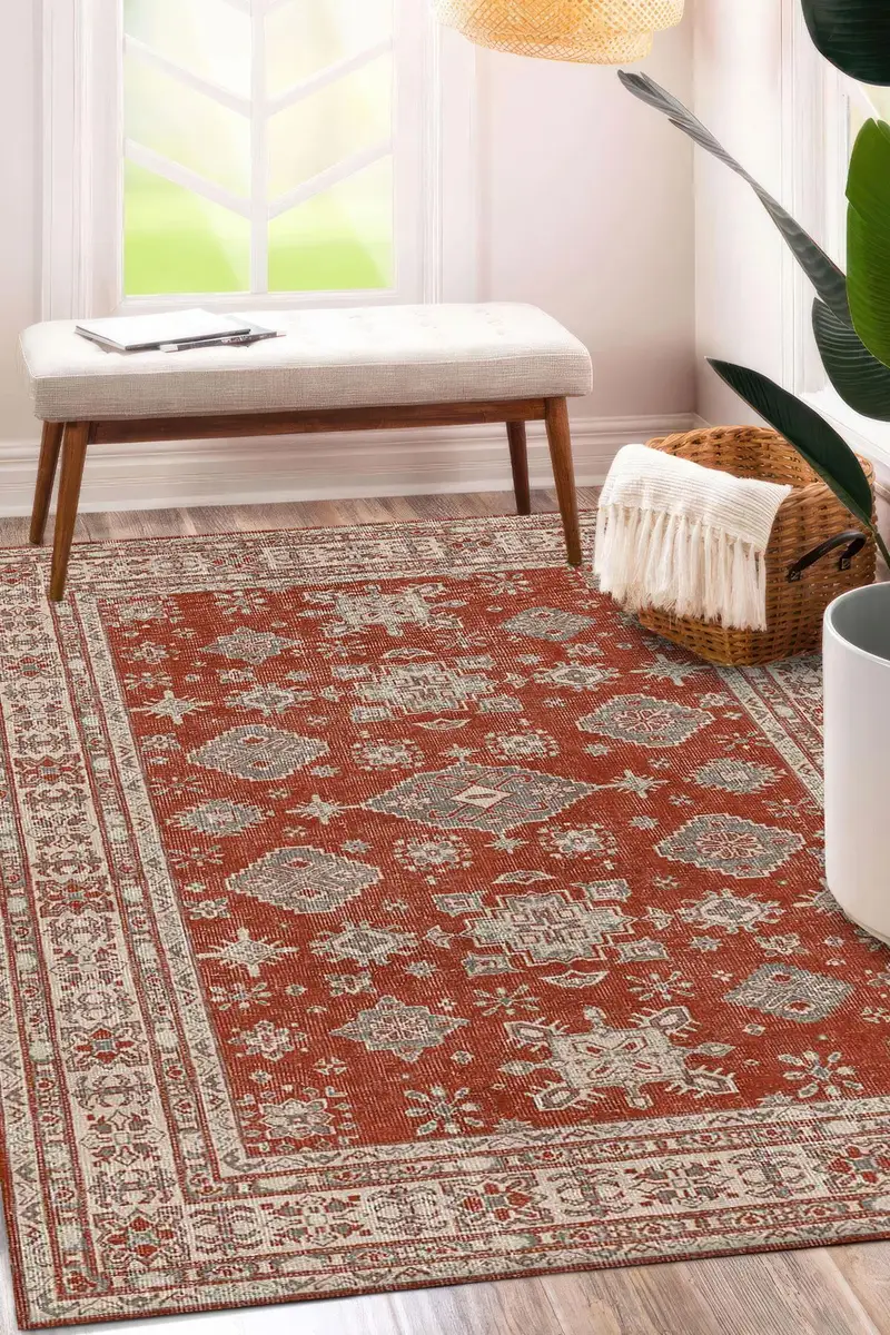 エレガントなプリントラグ：モダンなデザイン、柔らかい生地、ユニークなパターン。