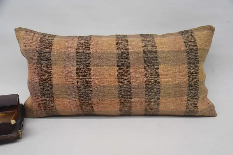 Turkish Moroccan Striped Cushion Case, 12x24 inch Beige Wedding Gift Pillow Sham - 1