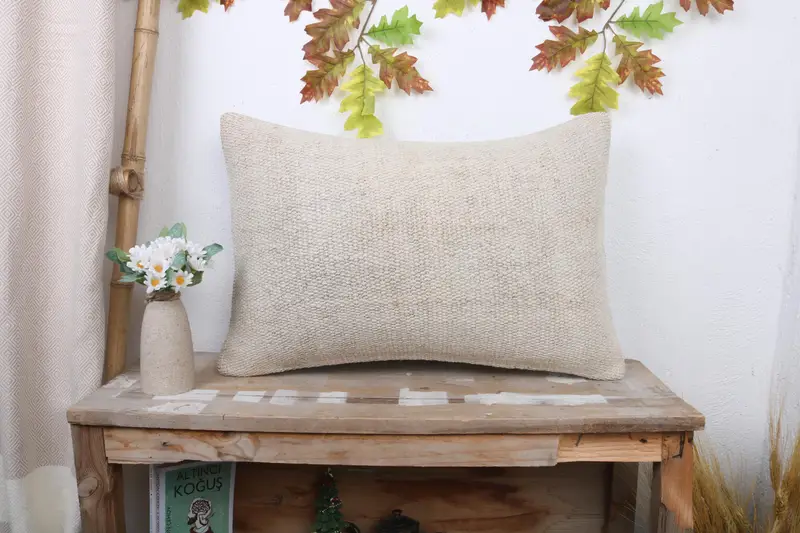 Handgewebtes Southwestern Leinenkissen, Vintage besticktes Wurfkissen