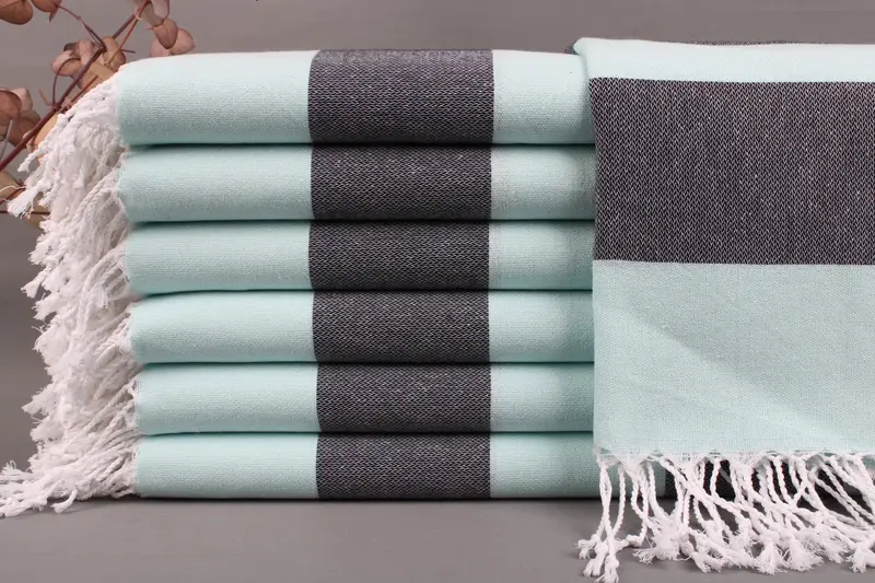 Personalized Turkish Towel, Bath Towel, Striped Beige, 40x71 Inches