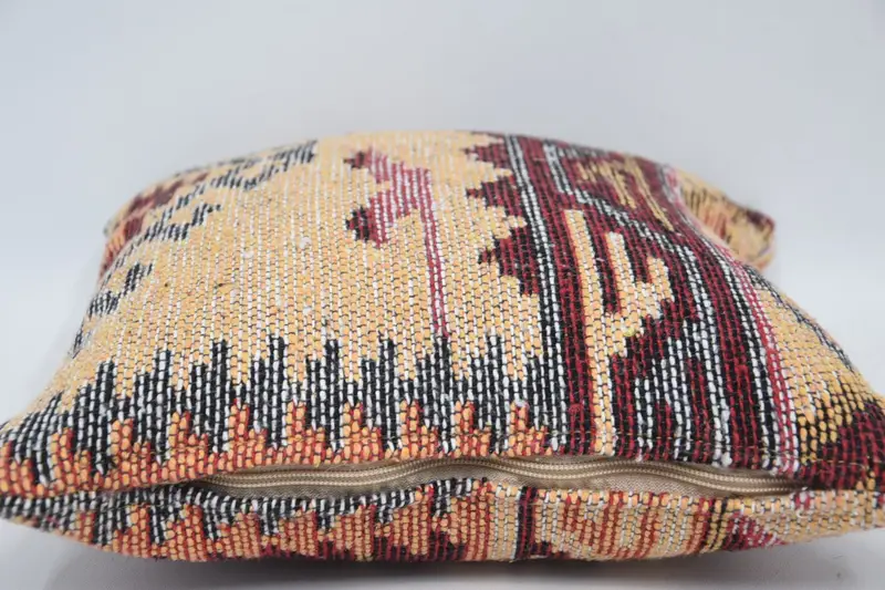 Handmade Kilim Cushion, Bolster Pillow, Boho Pillow, Vintage Kilim Pillow, 12x12 Red Pillow Sham, Cushion Cover, Handwoven Cushion Cover - 5