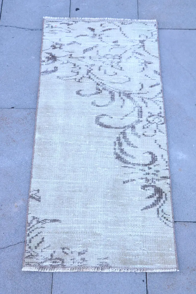 Brown, Beige Bordered Rug, 1,6x3,4 ft Chic Decor