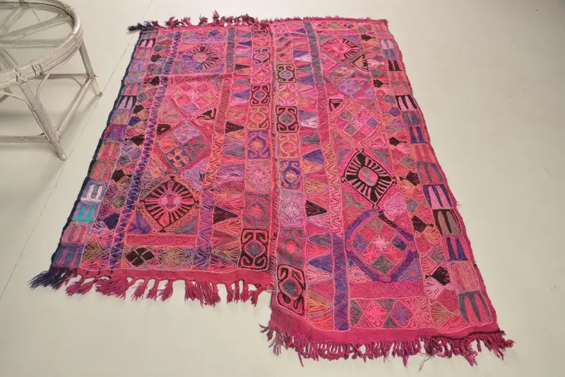 4.8x5.8 ft Rug, Turkish Vintage Rug, Pink Purple Oriental Wool Rug - 1