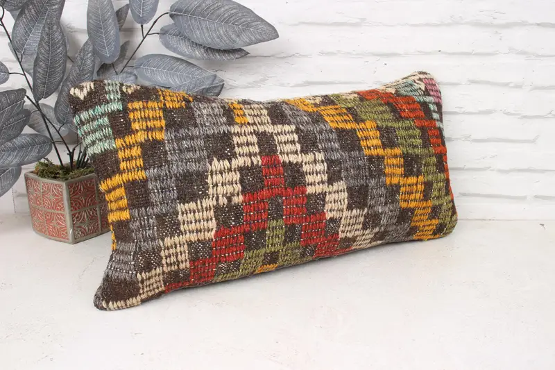 Pillow Sham, 12x24 Green Cushion Cover, Outdoor Pillow Sham, Kilim Pillow, Antique Pillows, Interior Designer Pillow, Outdoor Pillow Case - 3