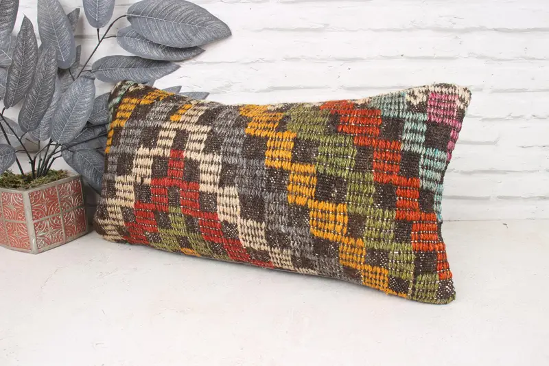 Pillow Sham, 12x24 Green Cushion Cover, Outdoor Pillow Sham, Kilim Pillow, Antique Pillows, Interior Designer Pillow, Outdoor Pillow Case - 4