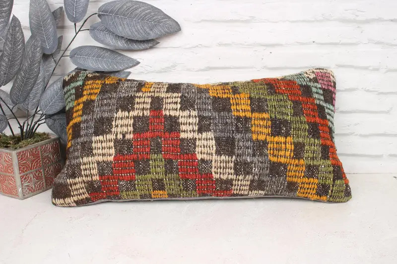 Pillow Sham, 12x24 Green Cushion Cover, Outdoor Pillow Sham, Kilim Pillow, Antique Pillows, Interior Designer Pillow, Outdoor Pillow Case - 1