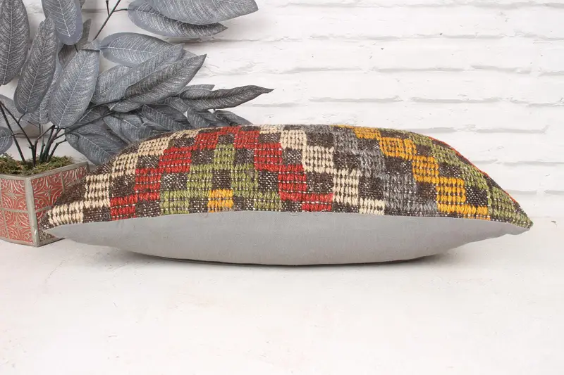 Pillow Sham, 12x24 Green Cushion Cover, Outdoor Pillow Sham, Kilim Pillow, Antique Pillows, Interior Designer Pillow, Outdoor Pillow Case - 5