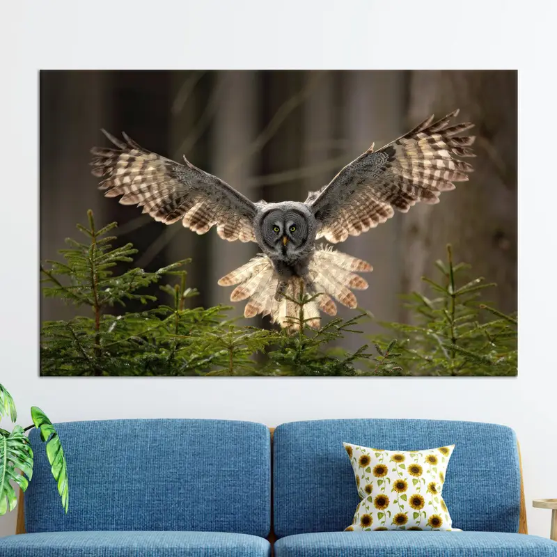 Elegant Owl Canvas Art: Farmhouse Decor, Man Cave Accent