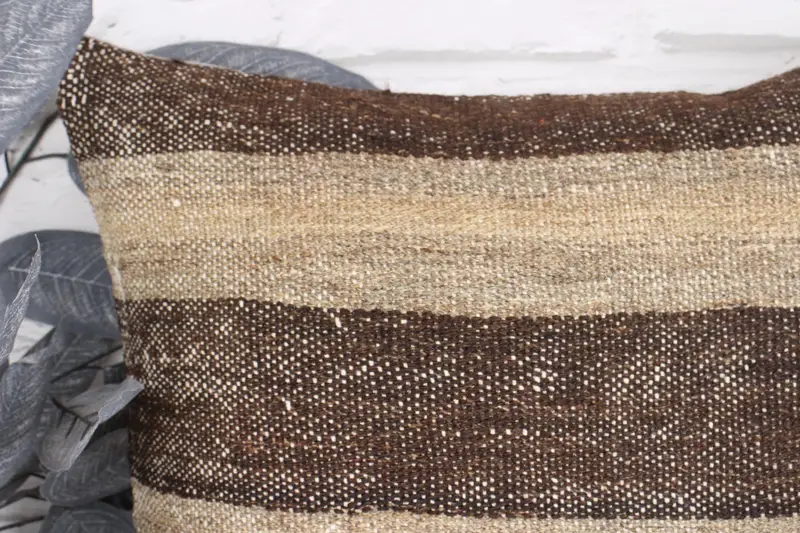 Outdoor Bolster Cushion, Cushion Case, Vintage Kilim Pillow, Vintage Kilim Throw Pillow, Turkish Pillow, Muted Pillow Case, 18x18 Brown Cushion Case - 2