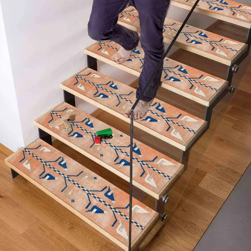 Birds Kilim Design Printed Rug - Beige, White, Blue Birds