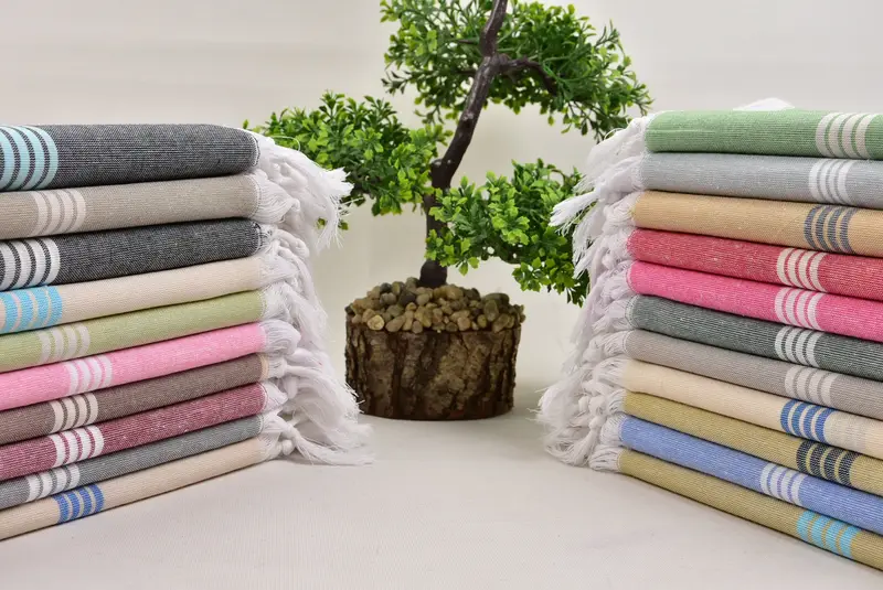 Lightweight Turkish towel, Embroidered Towel, 68x36 Cotton Striped Towel, Custom Turkish Towel, Personalized Beach Towel, Handmade Gift, Gym Towel - 3