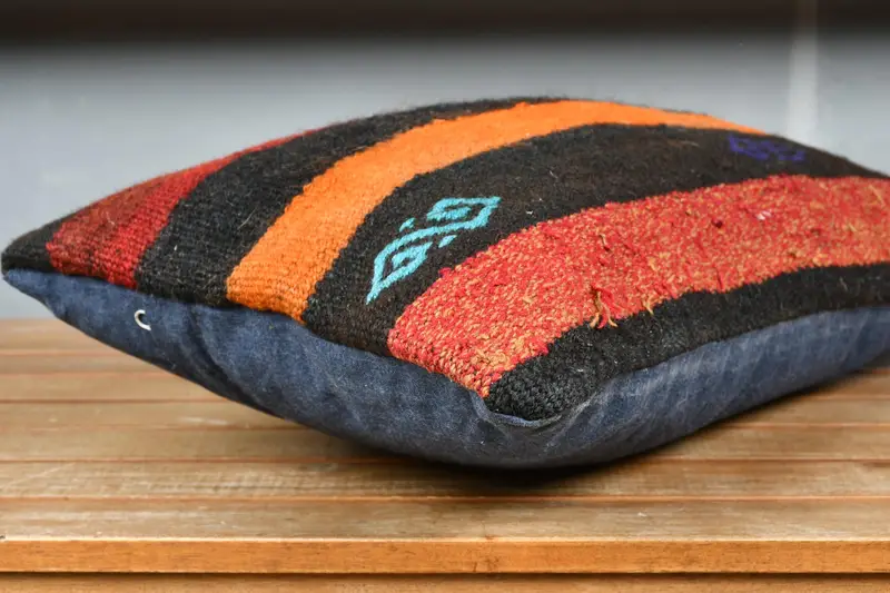 Tribal Pillow Sham, 12x20 Red Pillow Case, Cushion, Ottoman Cushion Cover, Boho Pillow Sham Cover, Pillow for Couch, Throw Kilim Pillow - 4