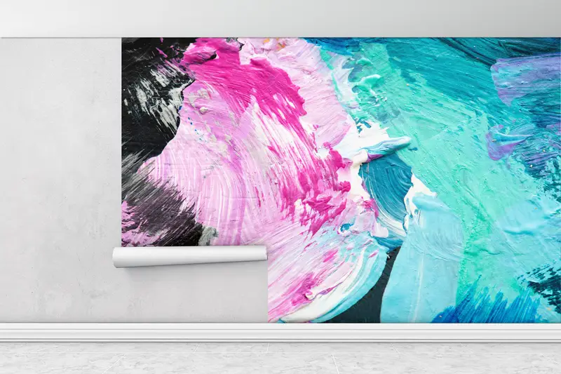 Abstract Wall Painting, Modern Wall Mural, Brush Wallpaper, Brush Stroke Wall Art, Contemporary Wallpaper, Pink Wall Poster, - 6