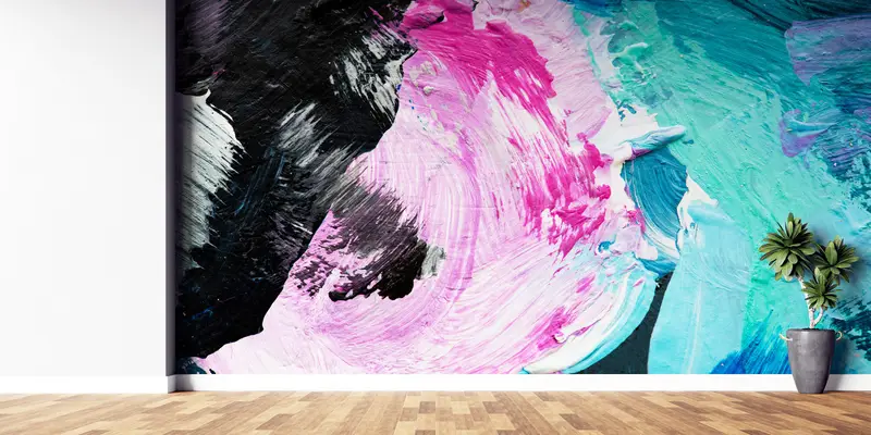 Abstract Wall Painting, Modern Wall Mural, Brush Wallpaper, Brush Stroke Wall Art, Contemporary Wallpaper, Pink Wall Poster, - 9