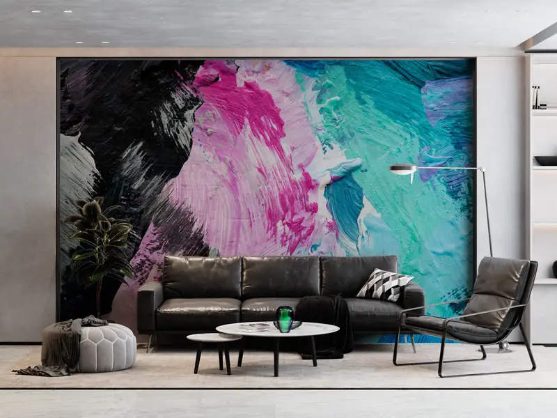 Abstract Wall Painting, Modern Wall Mural, Brush Wallpaper, Brush Stroke Wall Art, Contemporary Wallpaper, Pink Wall Poster, - 8
