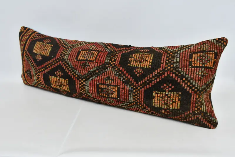 Interior Designer Pillow, Vintage Kilim Throw Pillow, Chair Cushion Cover, Oriental Pillow Sham, Throw Kilim Pillow, Pillow, 16x48 Red Pillow - 4