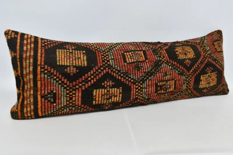 Interior Designer Pillow, Vintage Kilim Throw Pillow, Chair Cushion Cover, Oriental Pillow Sham, Throw Kilim Pillow, Pillow, 16x48 Red Pillow - 3