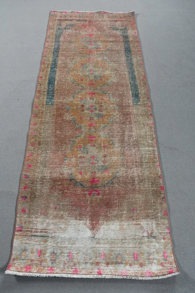 Orange & Blue Striped Rug, 2.9x7.7 ft Unique Design