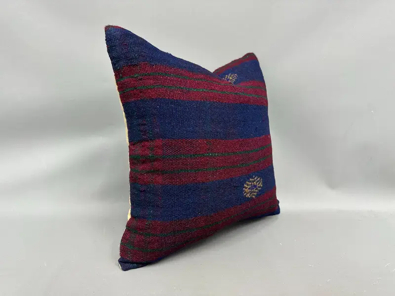 Vintage Kilim Throw Pillow, Kilim Cushion Sham, Pillow Case, Ethnic Pillow Cover Cushion Cover, Vintage Pillow, 18x18 Purple Pillow Cover - 2