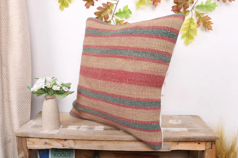 Kilim Pillow, Cushion Cover, Home Decor Pillow, Neutral Throw Pillow Sham, Gift Pillow, Car Cushion Case, Seat Pillow Sham, 20x20 Beige Pillow Sham - 4