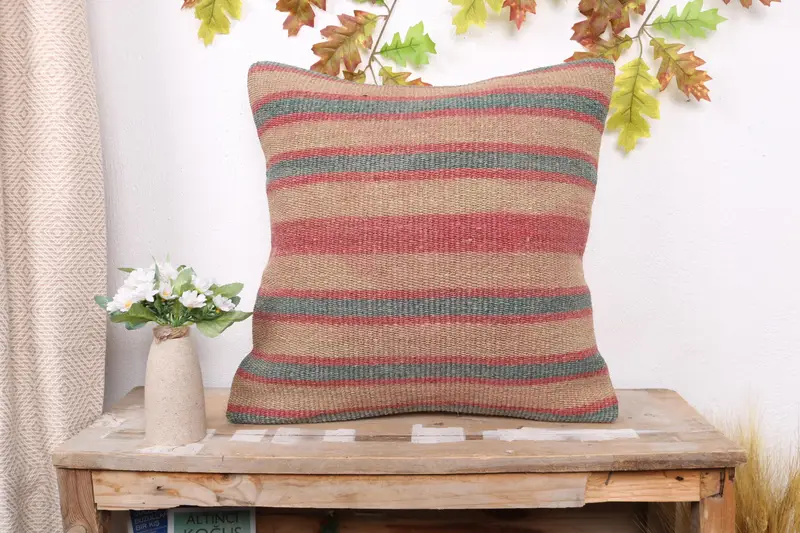 Kilim Pillow, Cushion Cover, Home Decor Pillow, Neutral Throw Pillow Sham, Gift Pillow, Car Cushion Case, Seat Pillow Sham, 20x20 Beige Pillow Sham - 1