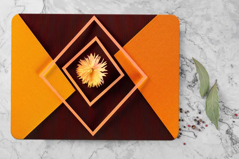 幾何学的なガラスのまな板、モダンなキッチンの必需品、抽象的なデザイン