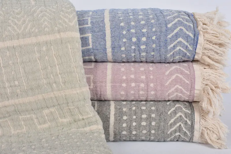 Home Decor Organic Cotton Aztec Design Throw, 87x91 Inches