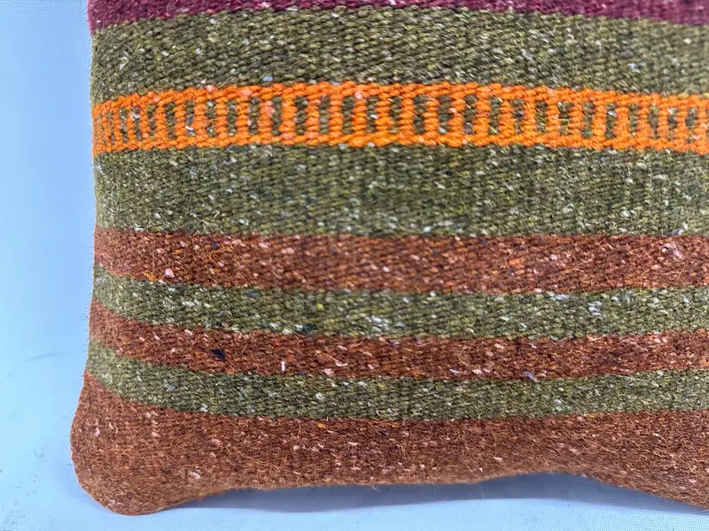 Turkish Kilim Pillow, Square Throw Pillow, 12x12 Brown Cushion, Pattern Throw Cushion Cover, Turkish Pillow, Pillow Case, Vintage Kilim Throw Pillow - 2