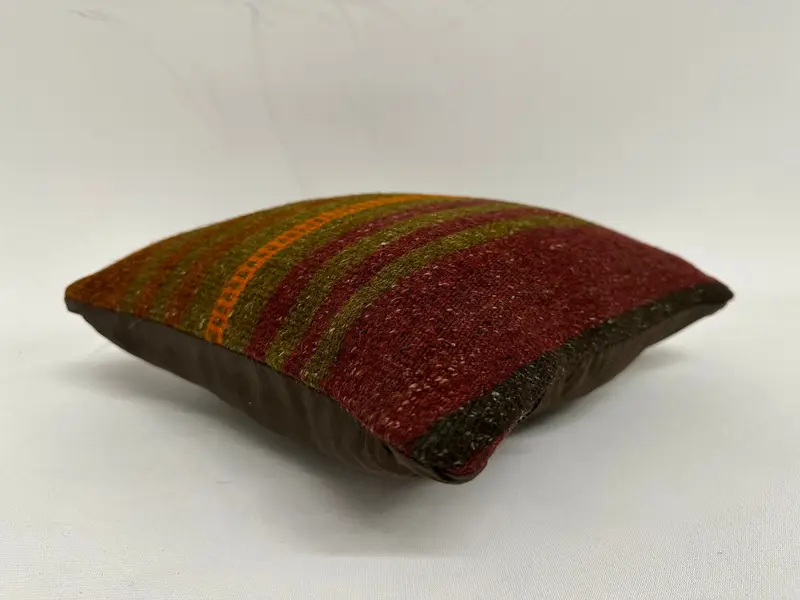 Turkish Kilim Pillow, Square Throw Pillow, 12x12 Brown Cushion, Pattern Throw Cushion Cover, Turkish Pillow, Pillow Case, Vintage Kilim Throw Pillow - 6