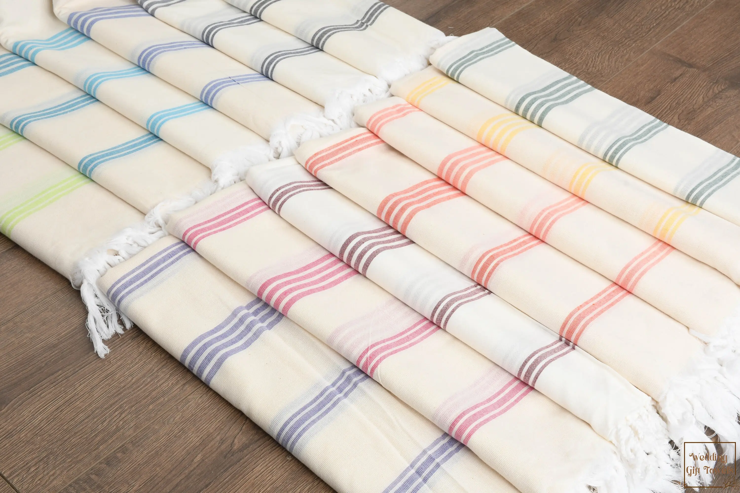 Striped Turkish Cotton Beach Towel Beige, 40x70 Inches - 1
